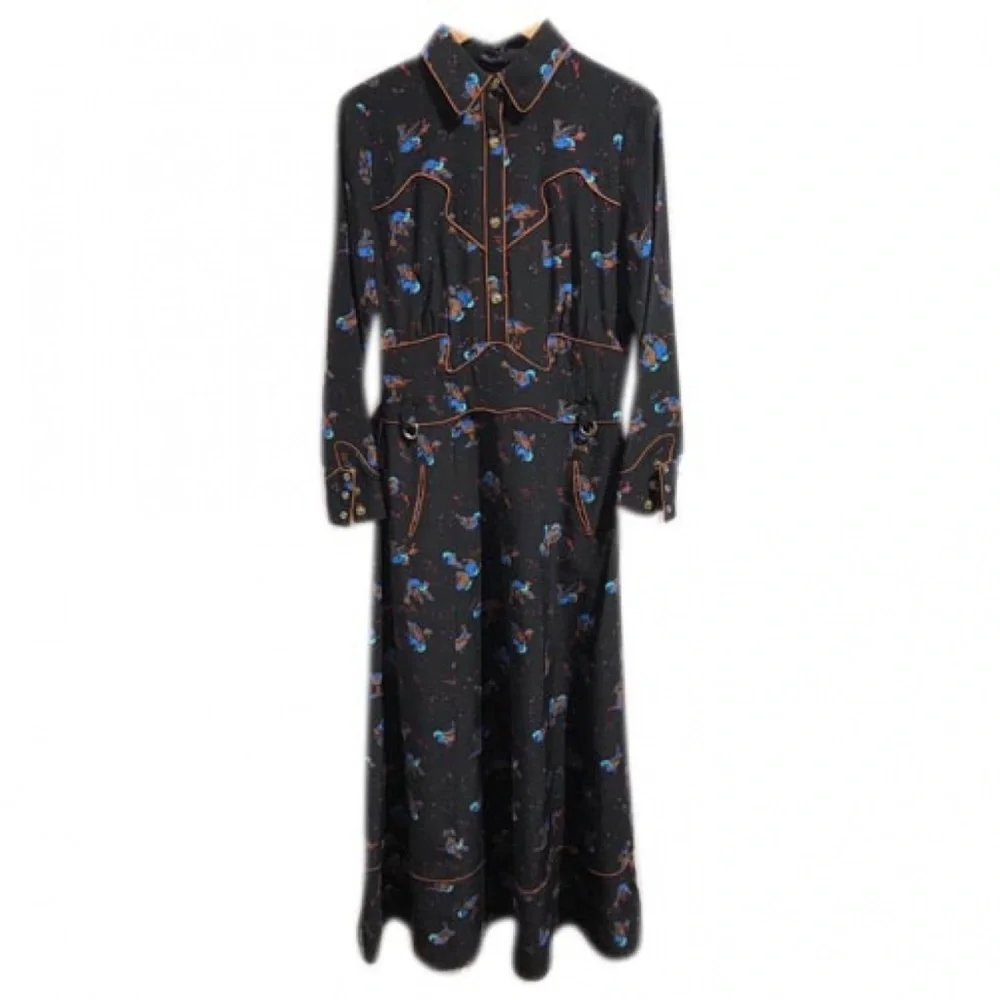 Coach Black Dress Silk Western Maxi - Picture 1 of 6